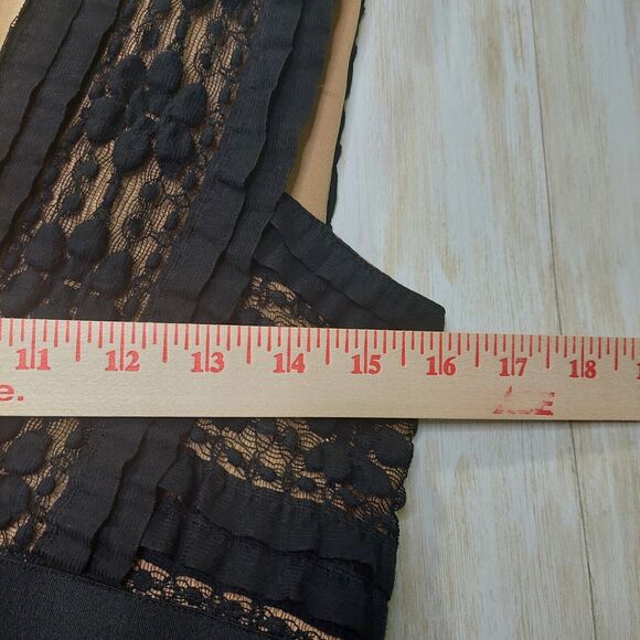 MAX STUDIO Womens Little Black Dress M Sheath Bodycon Sleeveless V-Neck Ruffles - Picture 11 of 13